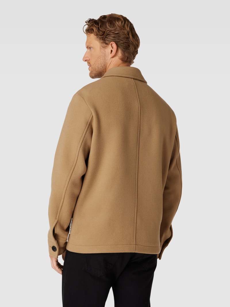 Jacke aus Schurwoll-Mix mit Knopfleiste in beige