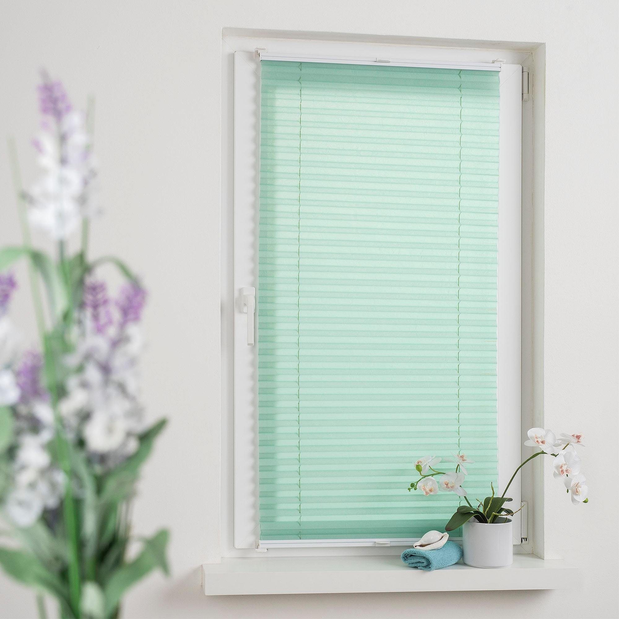 Plissee Pastell, Liedeco, Lichtschutz, ohne Bohren, verspannt, Klemmfix, Klemmfix-Plissee, Pastell