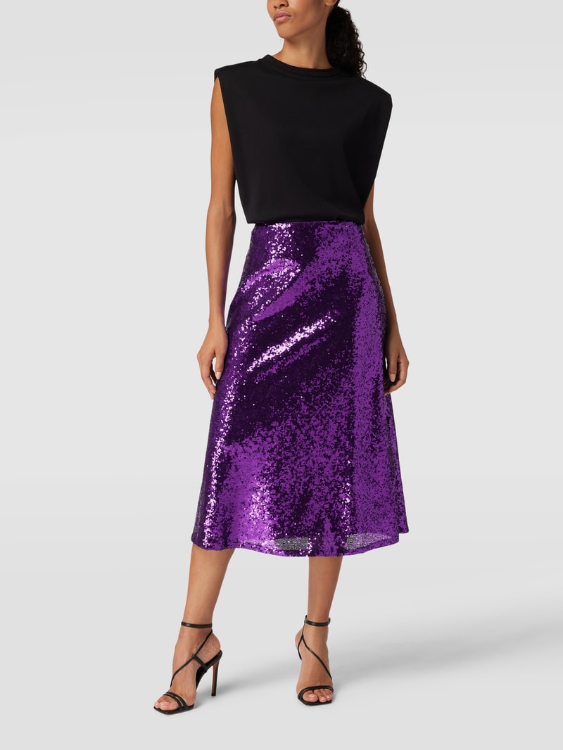 Midirock mit Paillettenbesatz in purple
