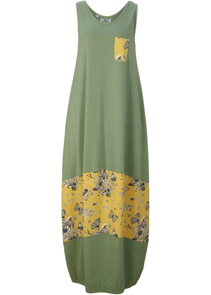 Maxi Baumwoll-Kleid in O-Form