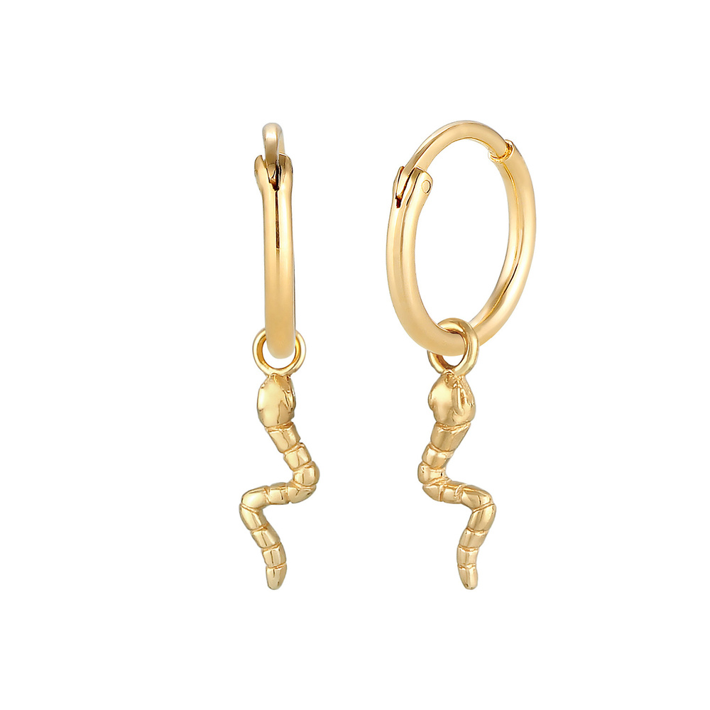 Elli Elli Boucles d'Oreilles Pendentif créole pour dames Snake Trend Blogger Minimal e Boucles d'oreilles