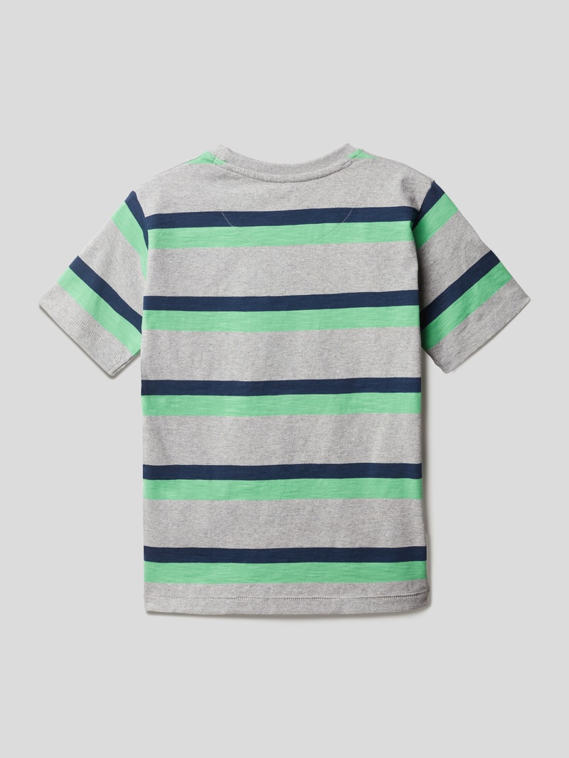 T-Shirt mit Streifenmuster in hellgrau meliert