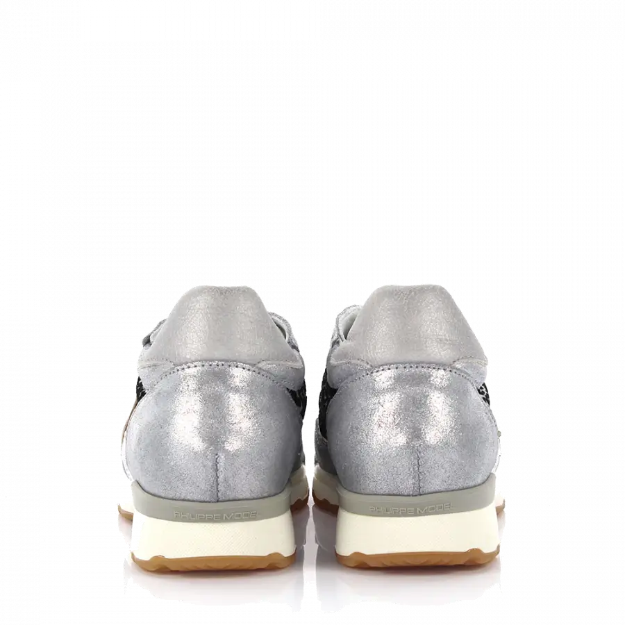 Philippe Model - Sneaker low Bassa Kalbsleder Finished Logo schwarz silber weiß - grau