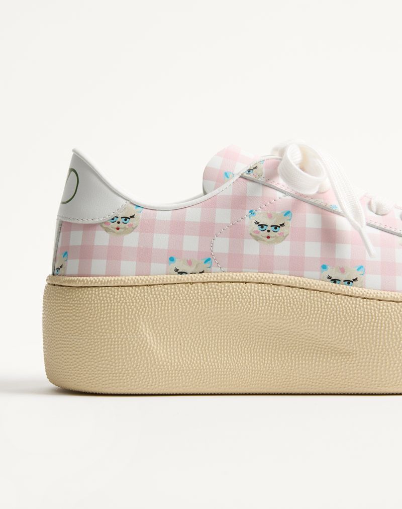 Le Chat De La Maison Baskets Plateformes Royco en Cuir de Veau Nappa Vichy