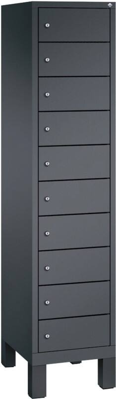 C P S 3000 Evolo Metall Schließfach 10 Türen Zylinderschloss 420 x 500 x 1.850 mm Schwarz 48010-1210 S10015