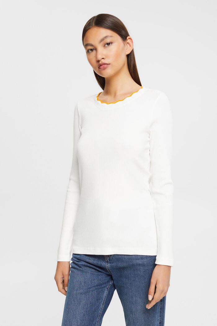 Geripptes Longsleeve, Stretch-Cotton