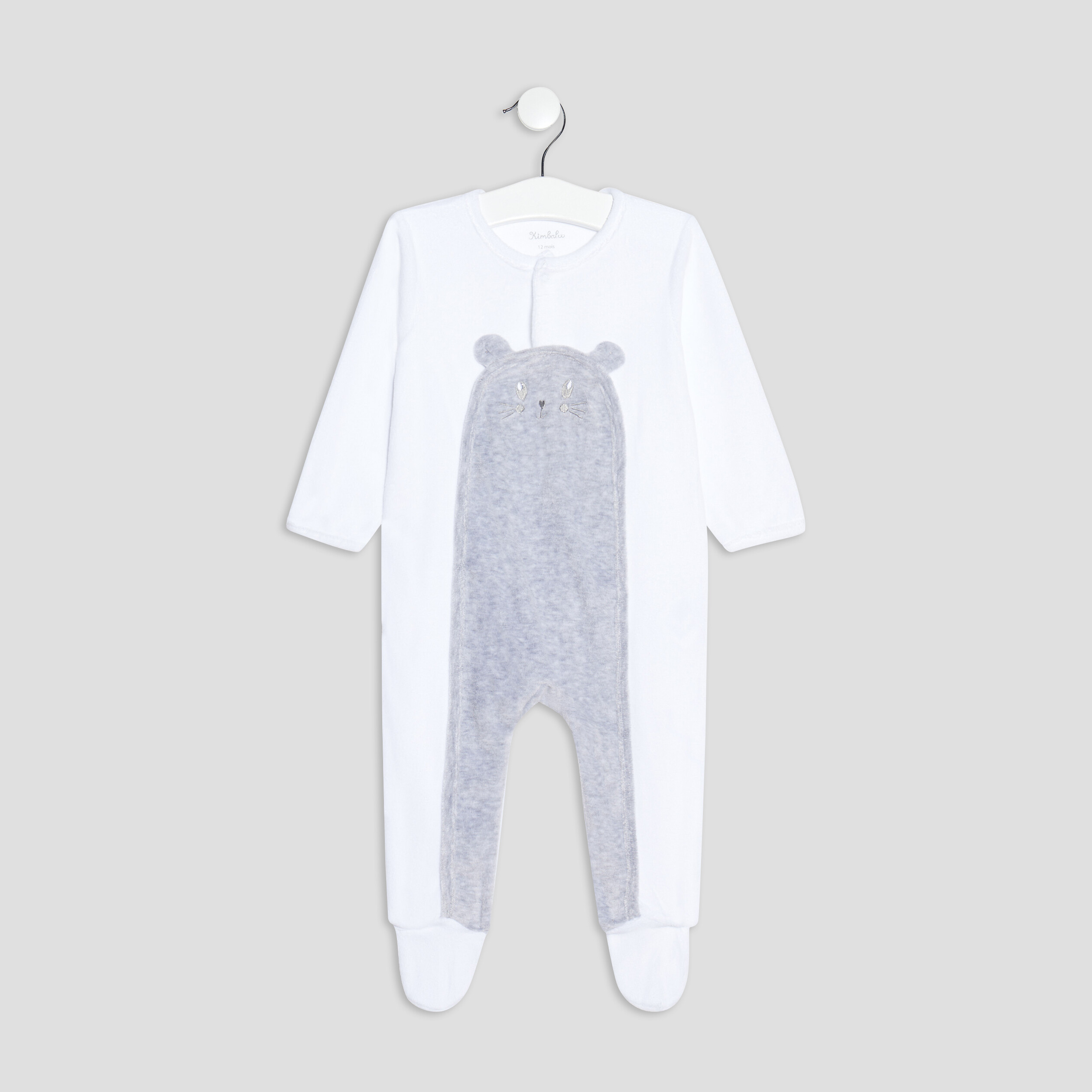 Dors-bien velours manches longues blanc mixte | La Halle