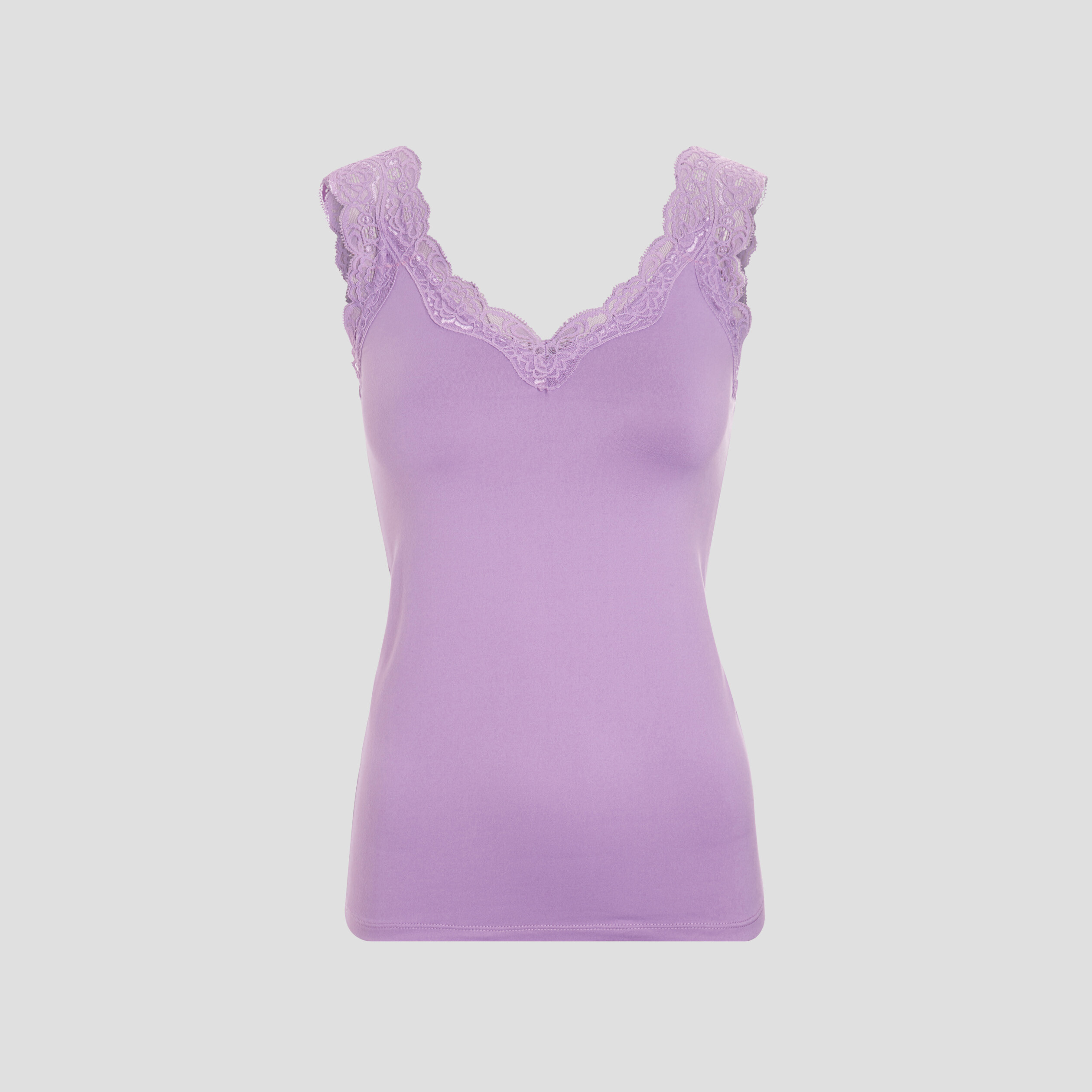 Débardeur détail dentelle ajusté violet clair femme | La Halle