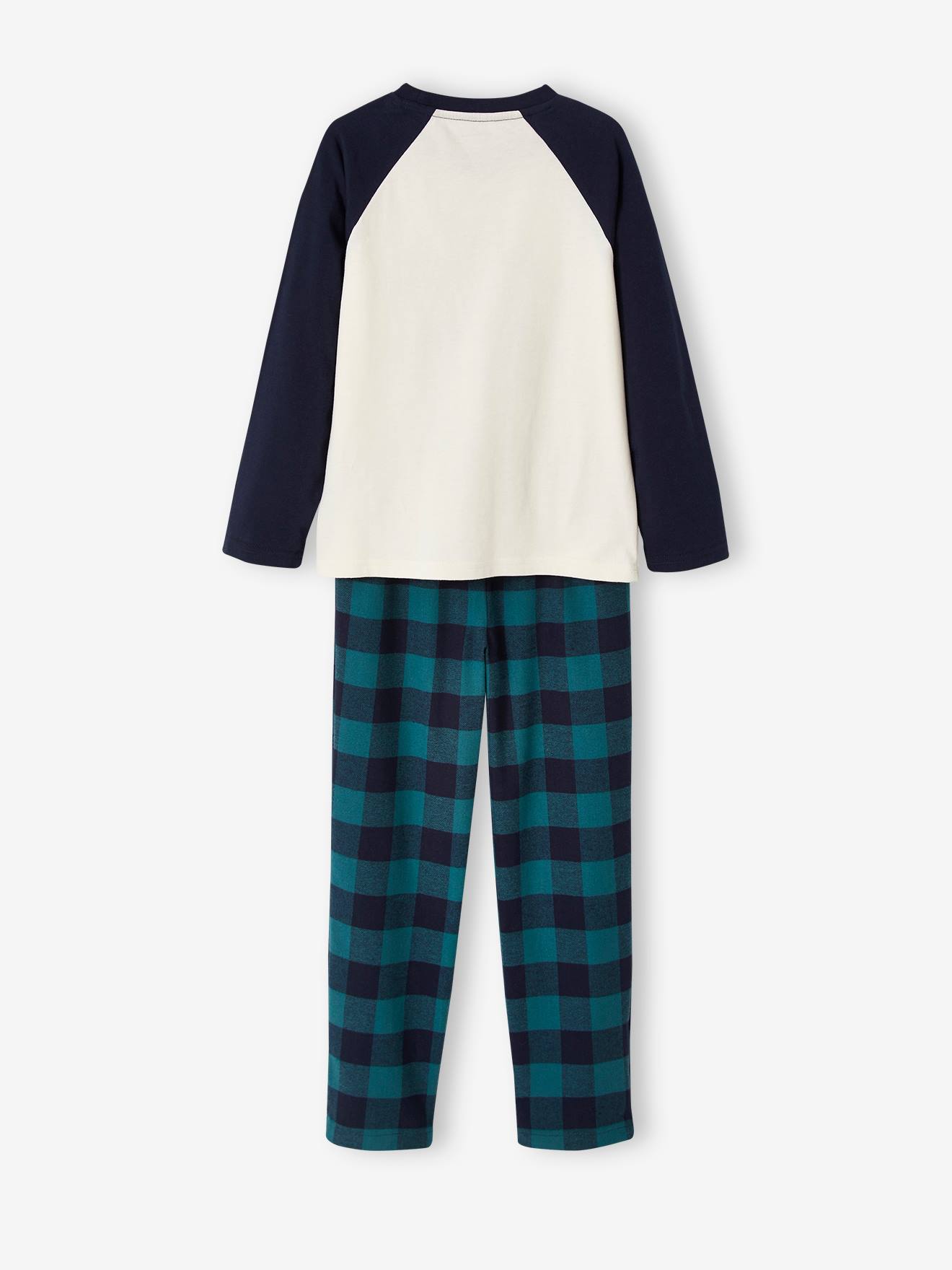 Pyjama yéti garçon avec bas en flanelle bleu grisé