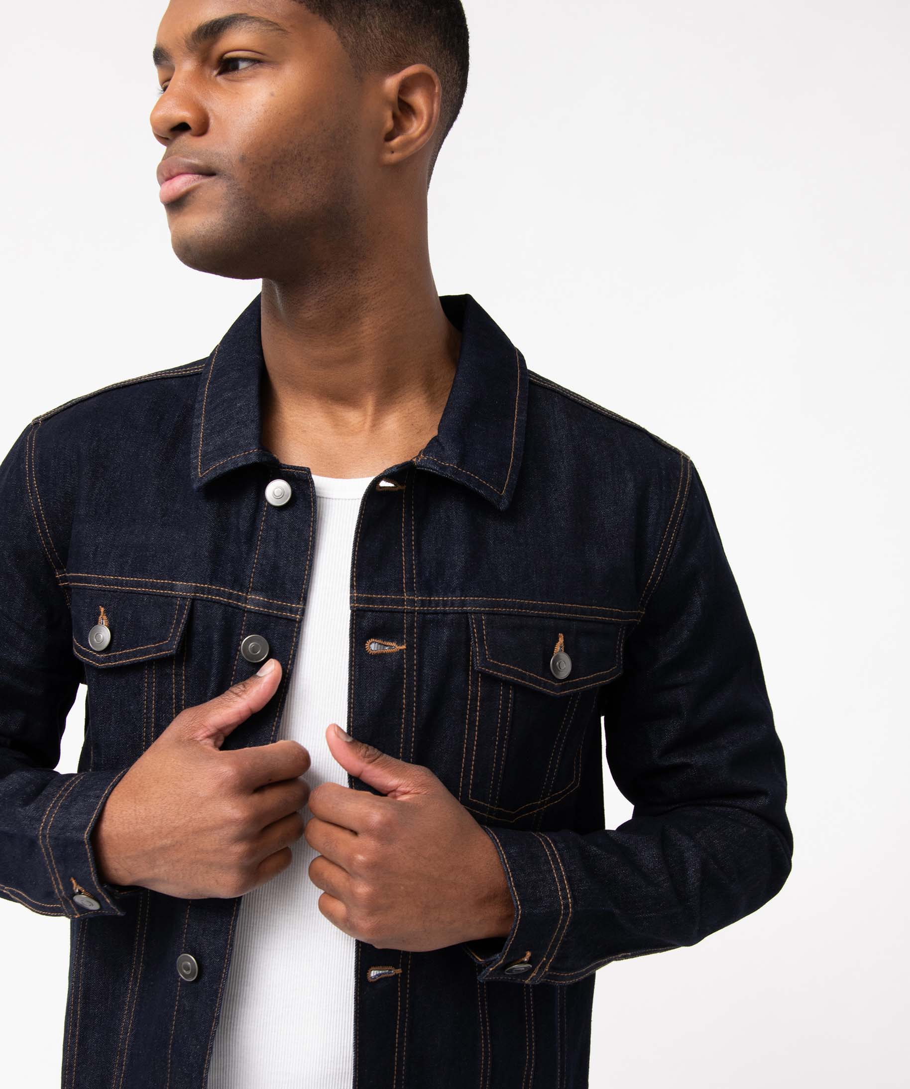 Veste en jean homme coupe droite brut | GEMO