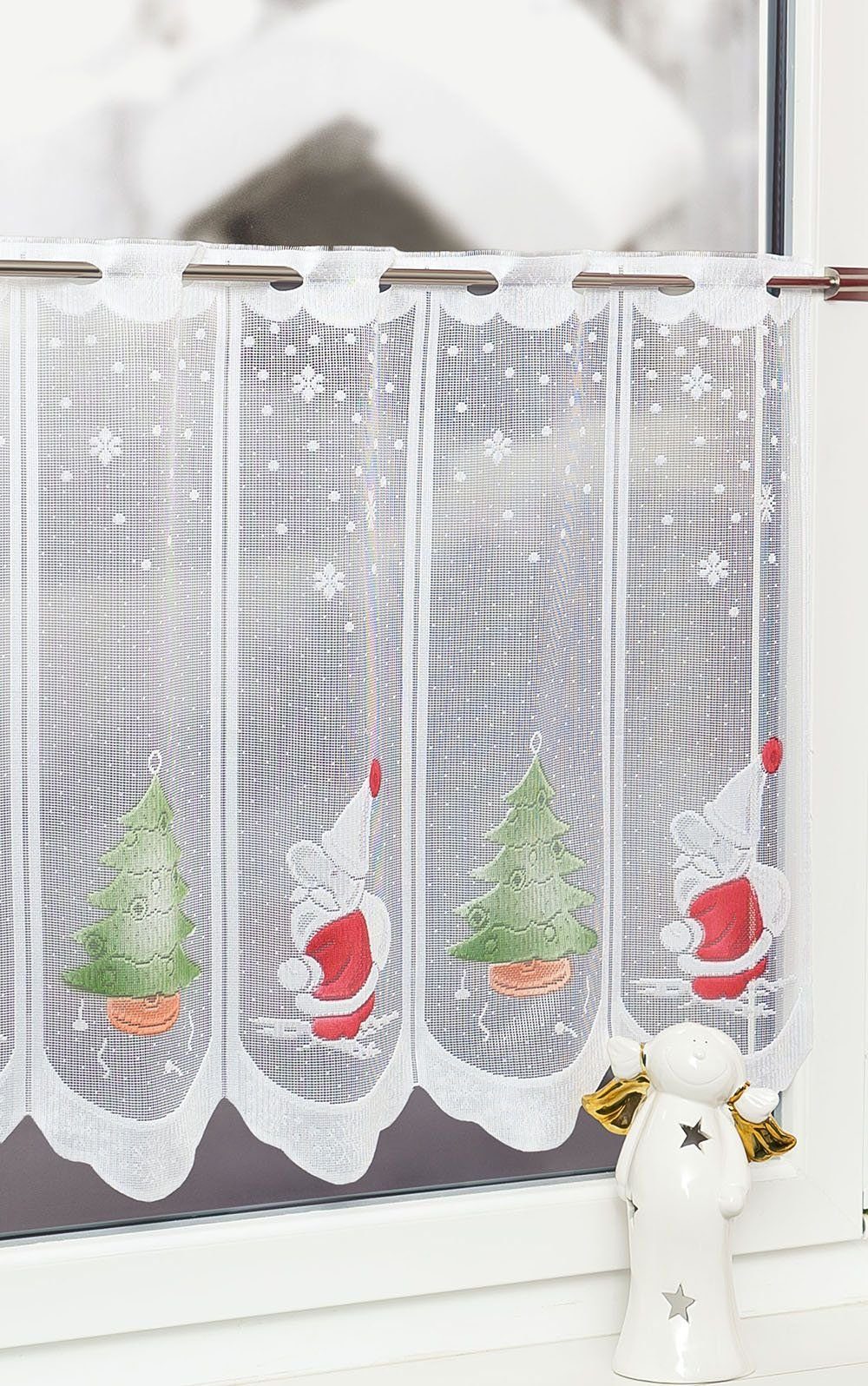 Scheibengardine Weihnachtsm. u. Tannenb., LYSEL®, (1 St), transparent, HxB 50x42cm
