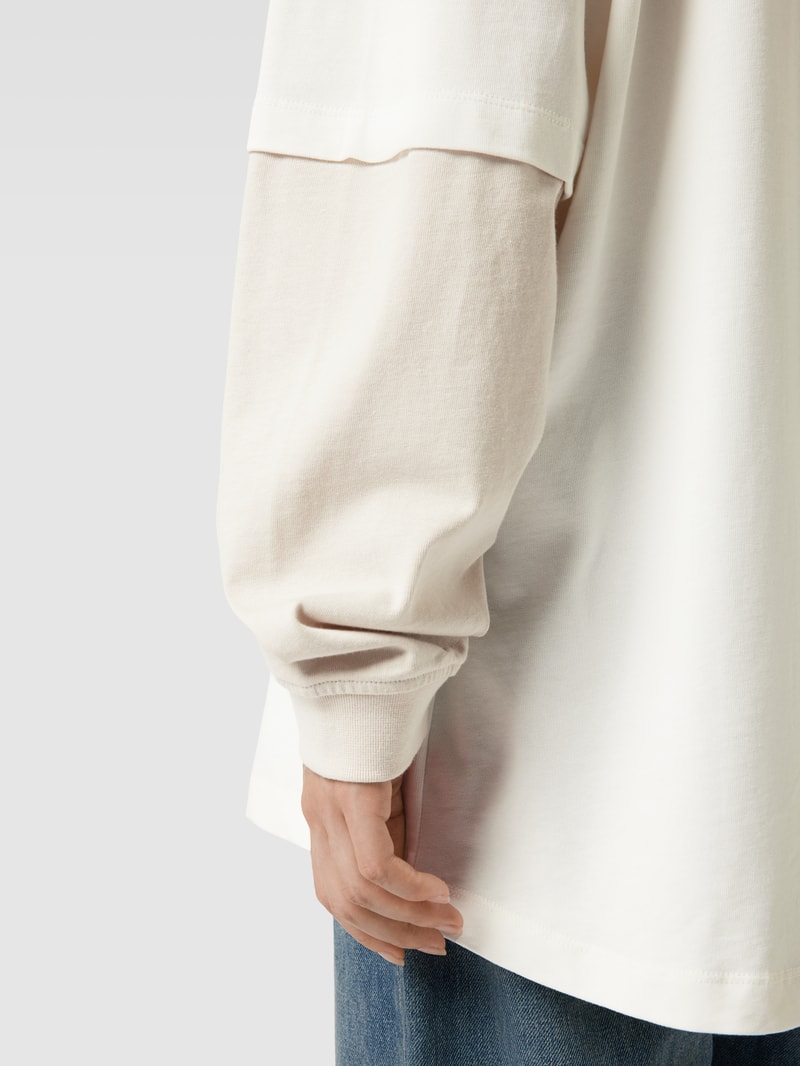 Oversized Longsleeve im Double-Layer-Look in hellgrau