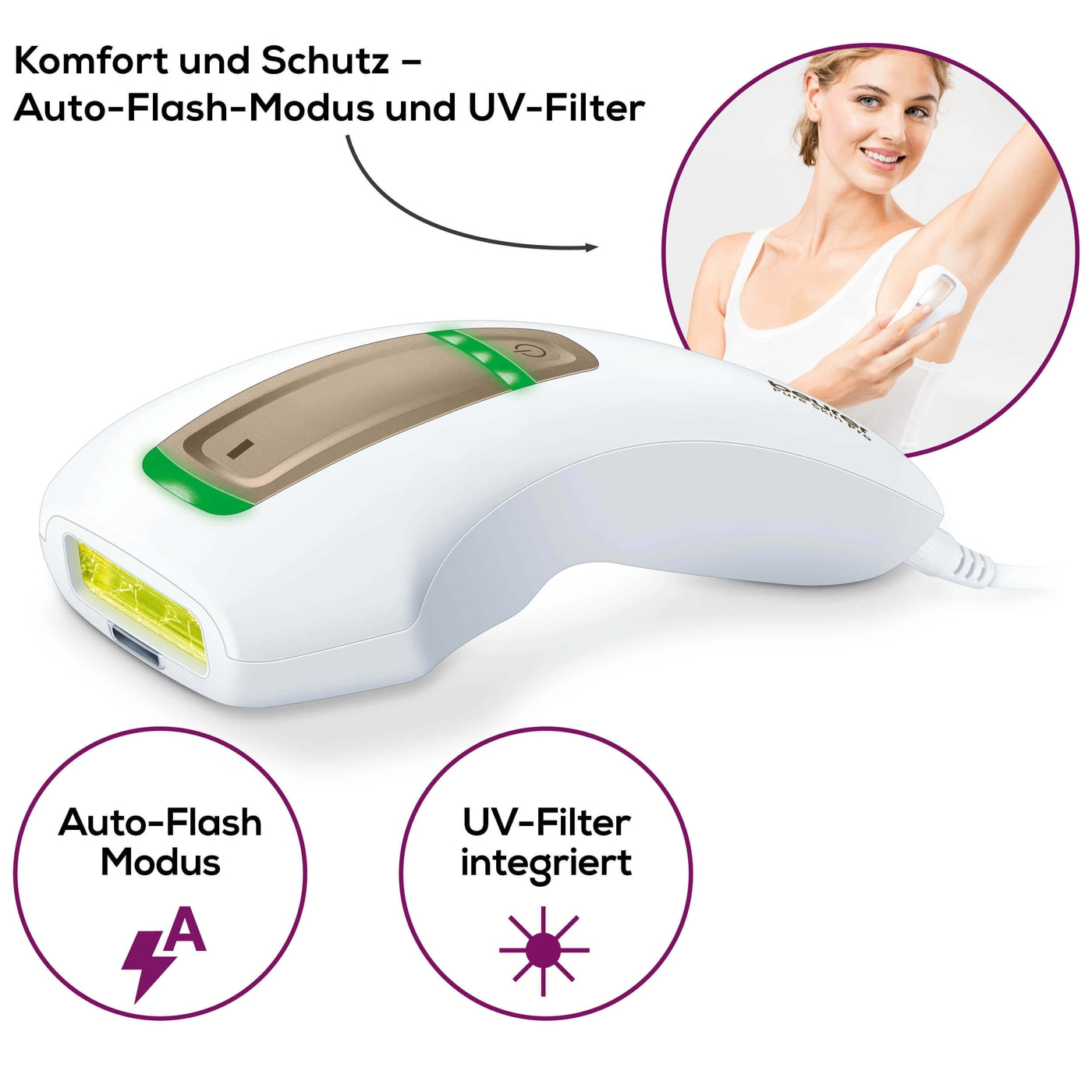Beurer dauerhafte Haarentfernung IPL Pure Skin Pro-Dauerhafte Haarentfernung mit dem handlichen IPL-Kompaktgerät