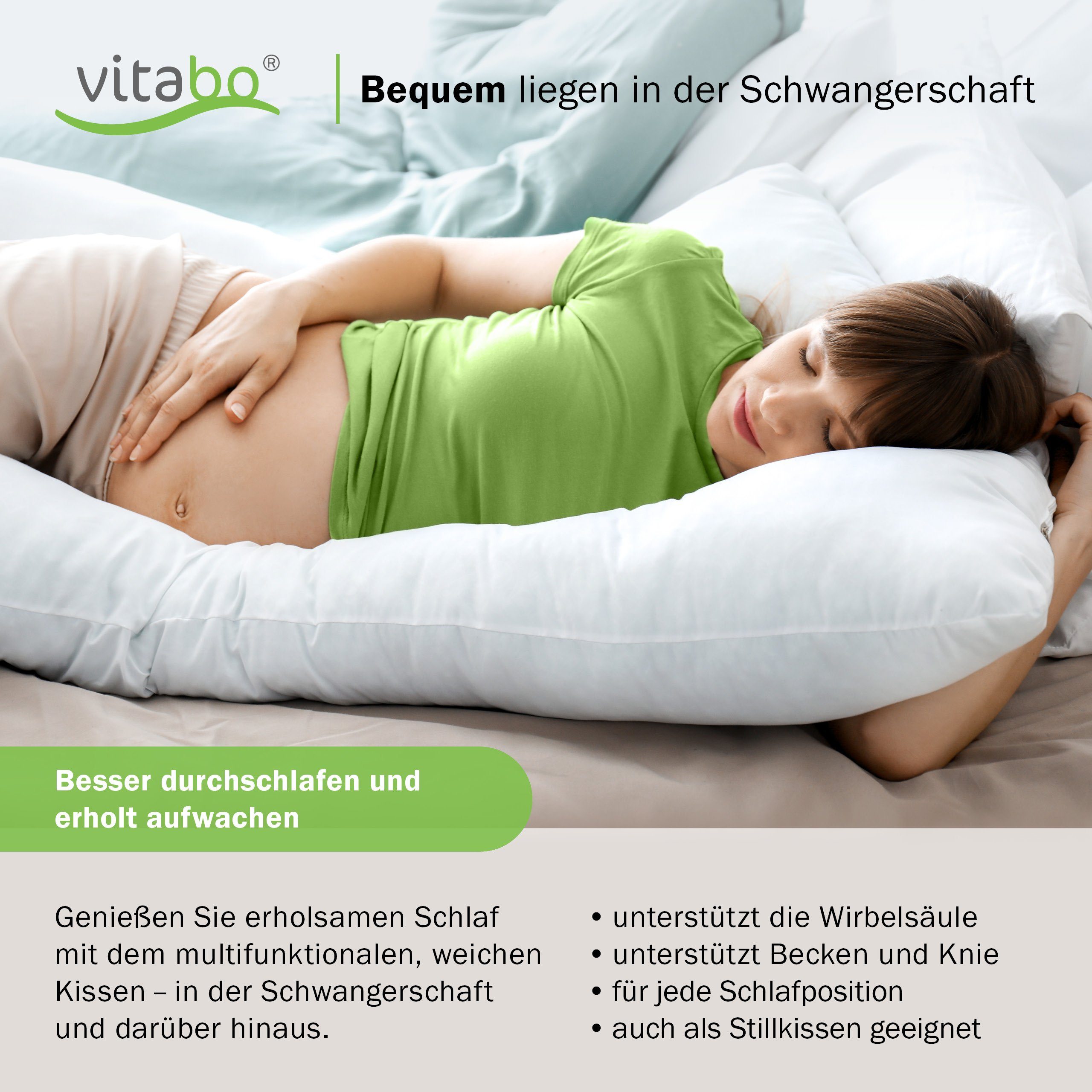 Vitabo Stillkissen Stillkissen G-Form, ergonomisches Seitenschläferkissen, 110x70 cm