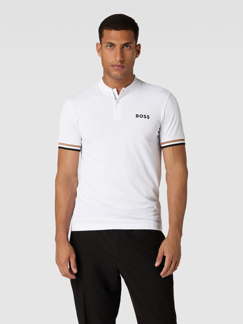 Slim Fit Poloshirt mit Stehkragen Modell 'Pariq' in weiß