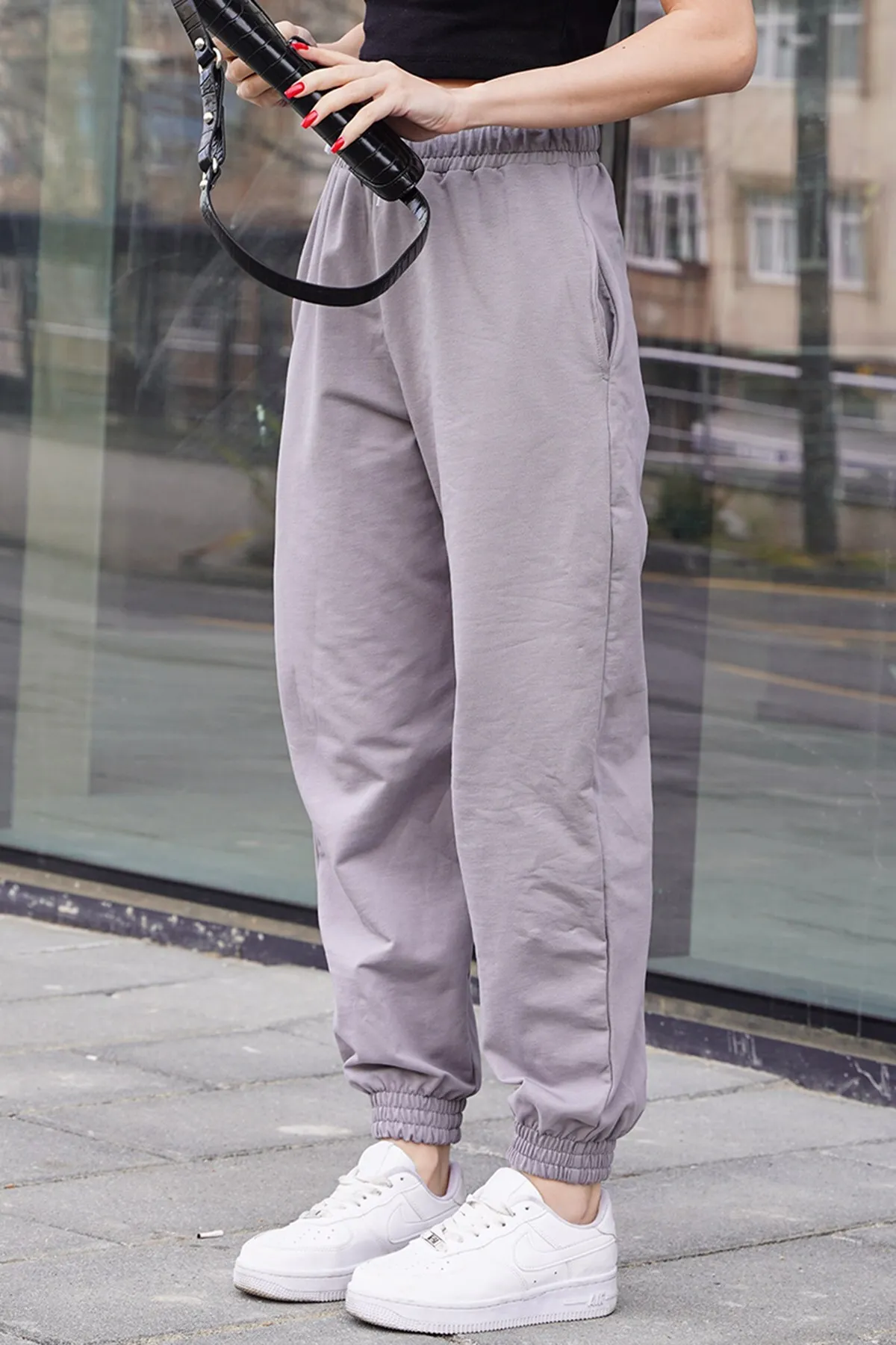 Madmext  Gefärbte graue Comfort Fit Basic-Jogginghose Mg1635