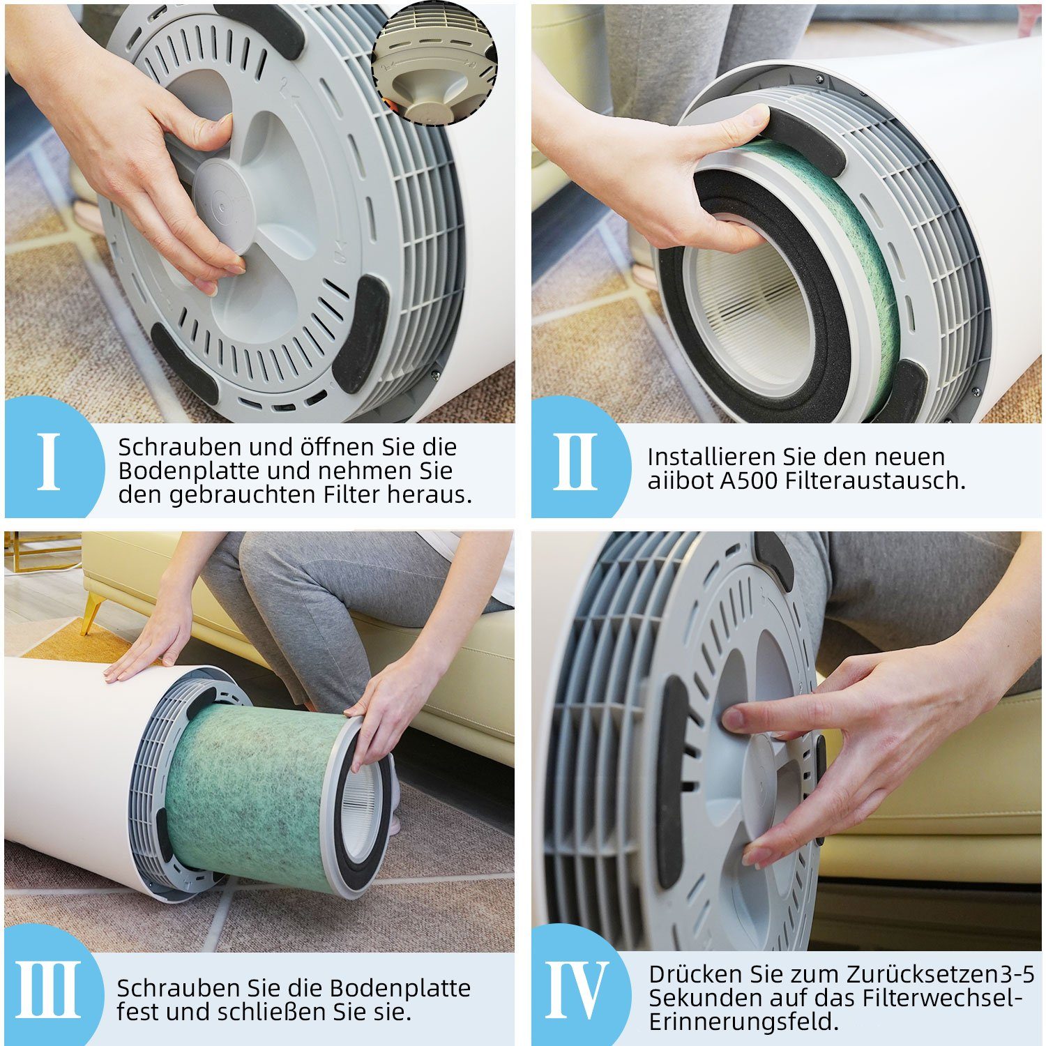 *Aiibot Luftreiniger Ersatzfilter für Aiibot A500, Vorfilter, HEPA Filter, Aktivkohlefilter und Kältekatalysator