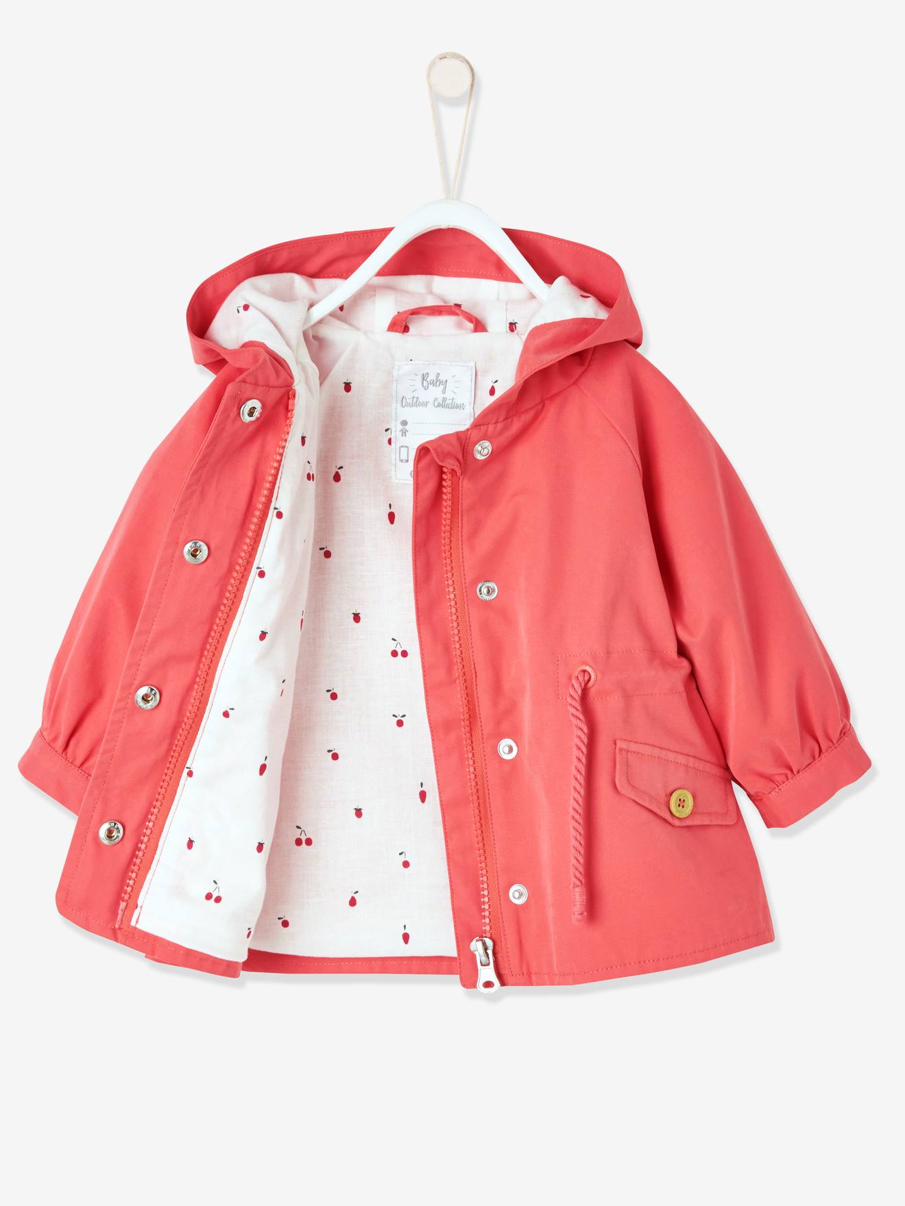Parka à capuche bébé fille corail