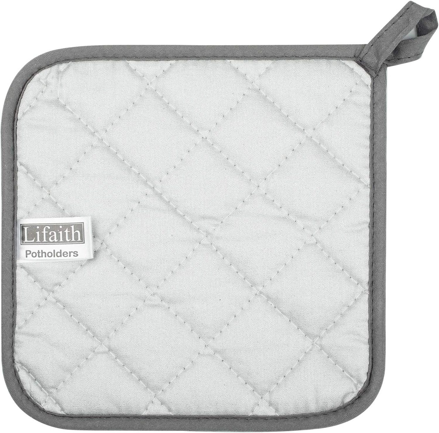 SCOKIT Topfhandschuhe Baumwolle Küche Everyday Basic Terry Topflappen, (hitzebeständig Untersetzer Topflappen, 5-tlg., Set von 5 Grau), für Kochen und Backen