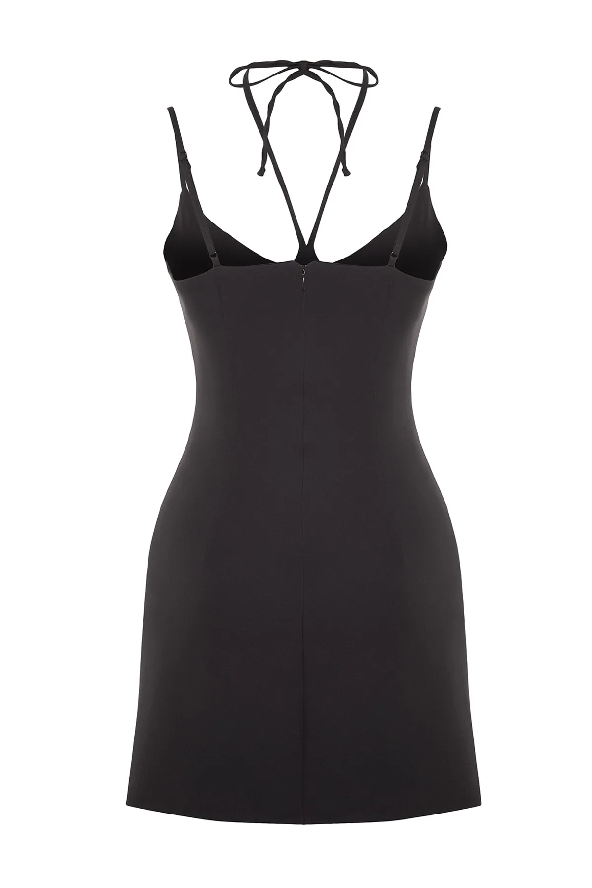Trendyol Collection  Schwarzes, elegantes Abendkleid mit offener Taille/Skater-Webpaspelierung TPRSS23EL00122