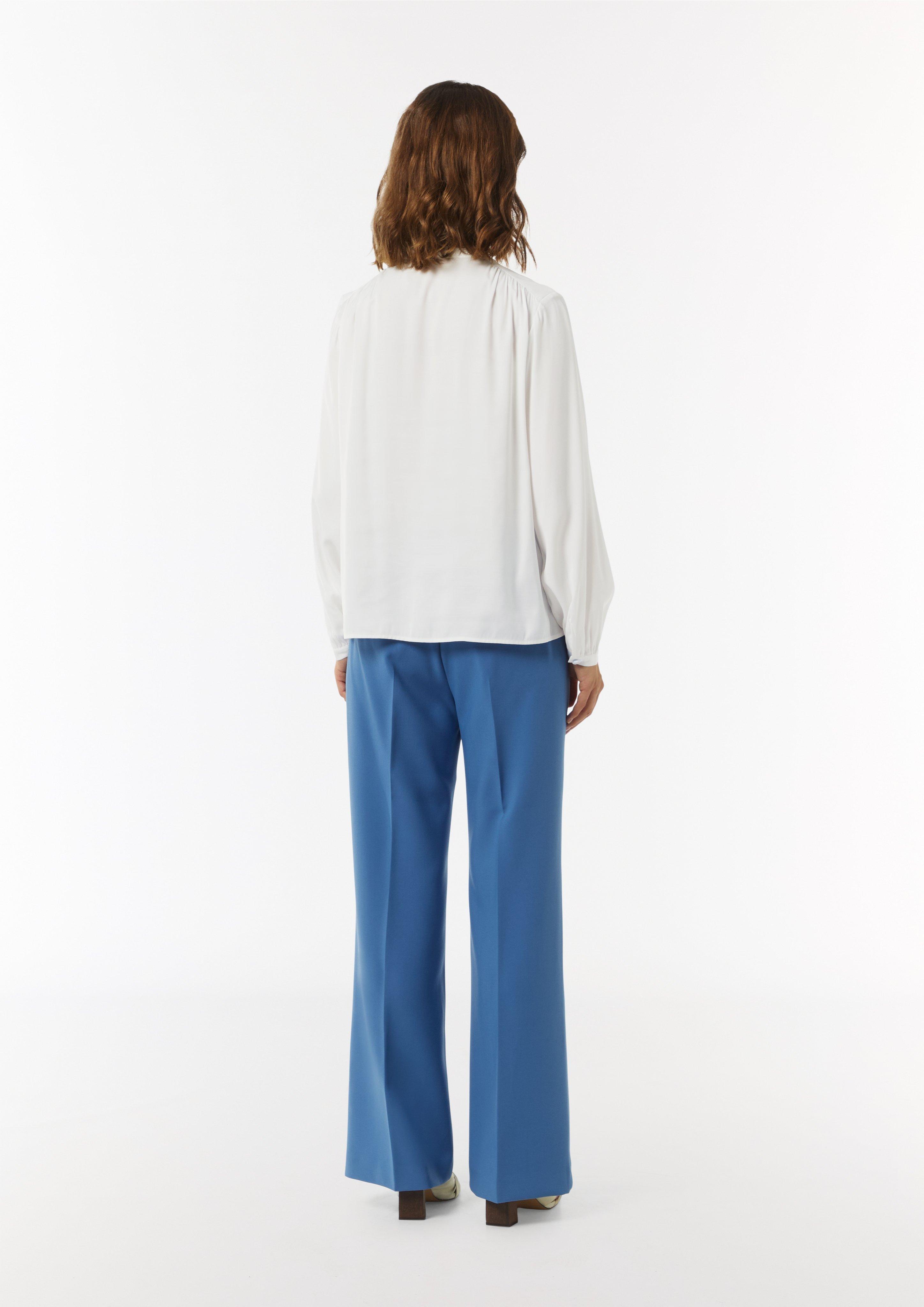 Satin-Bluse mit Raffung - weiß