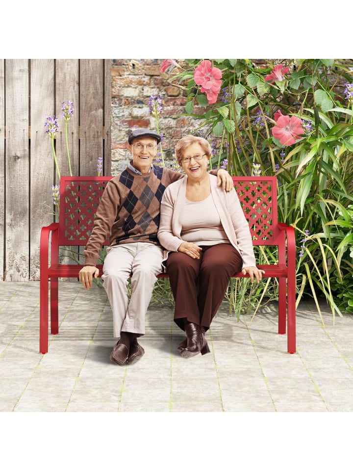 COSTWAY Gartenbank Metall 127x62x86cm in Rot günstig kaufen onesize