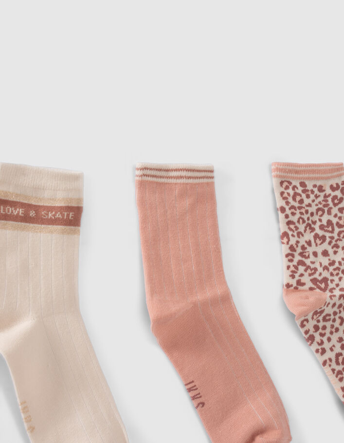 Chaussettes roses, écrues, marron fille