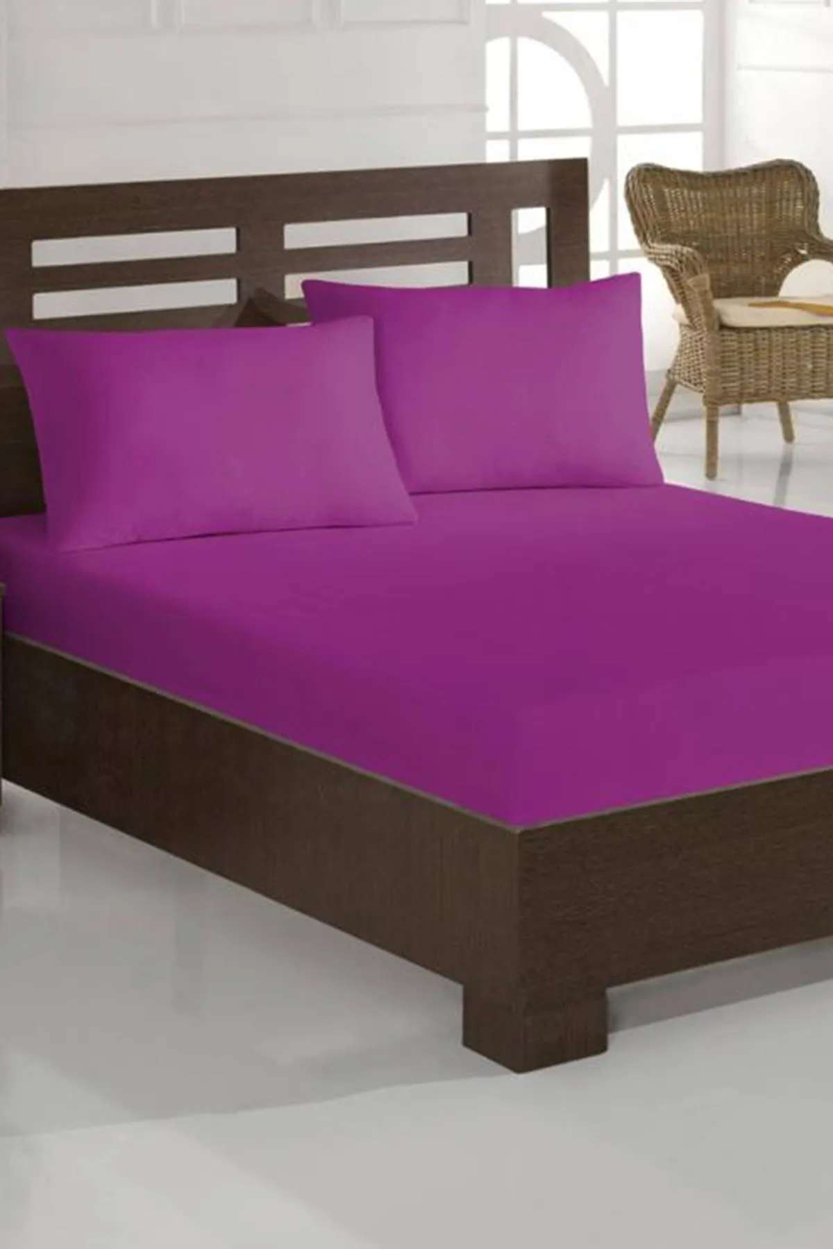 Çeyiz Diyarı  Perla Spannbettlaken-Set für Doppelbett – Lila
