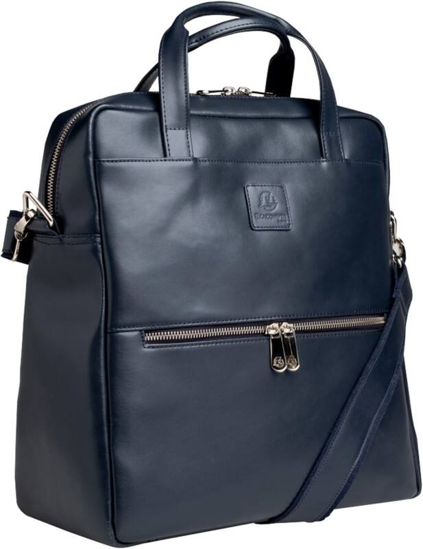 Exacompta Exactive Laptop-Rucksack 14 „ 33 x 16 x 35 cm Leder Marineblau