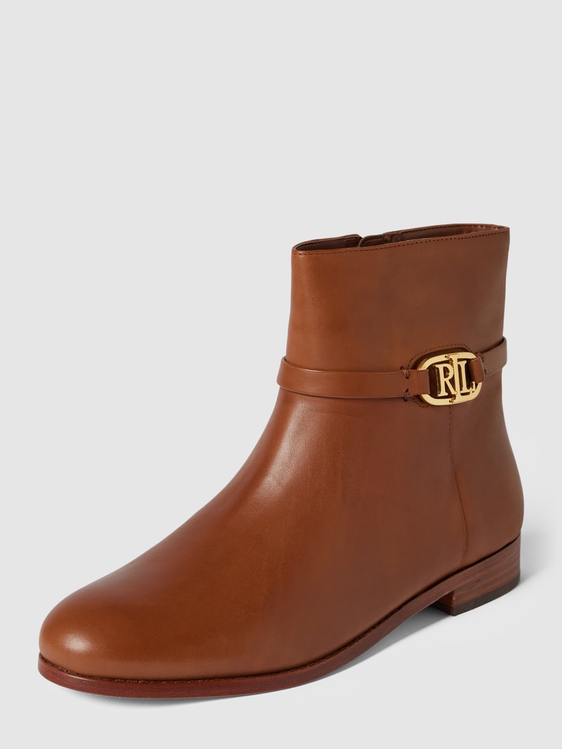 Stiefel mit Label-Applikation Modell 'BRIELA' in cognac