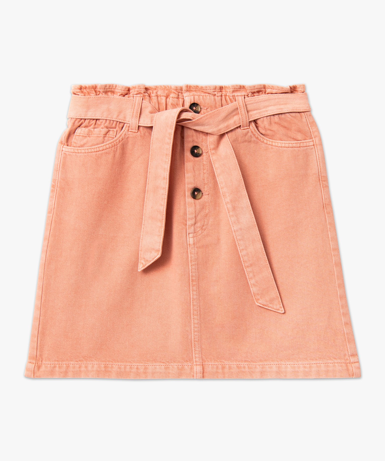 Jupe en toile denim avec ceinture femme orange | GEMO