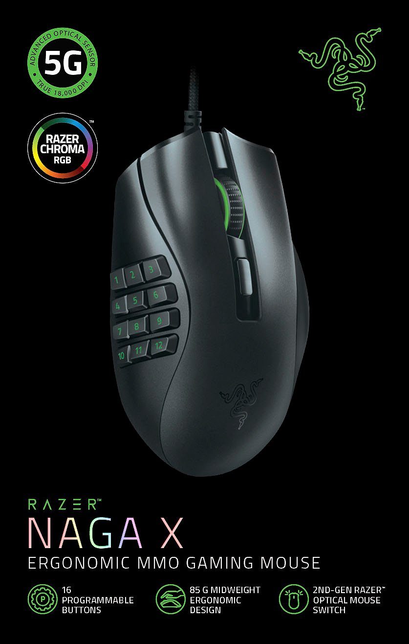 RAZER Naga X Gaming-Maus (kabelgebunden)