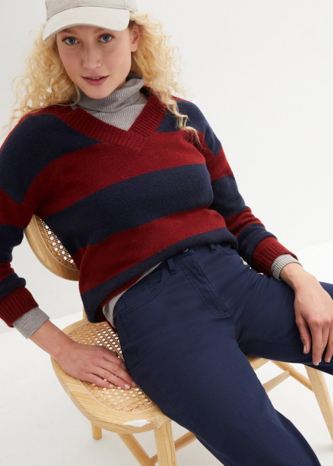 Stretch-Hose, high waist, weites Bein