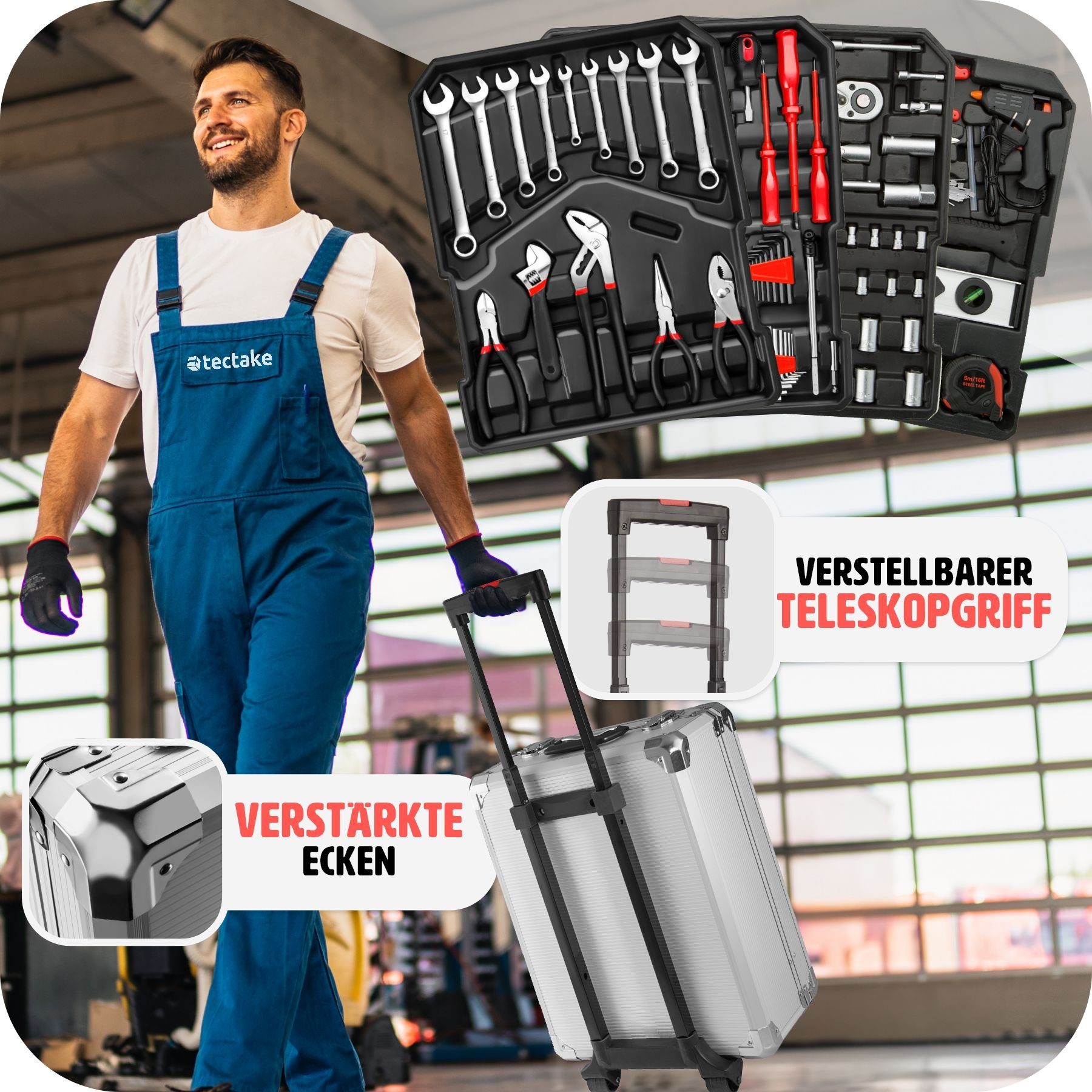 tectake Werkzeugkoffer Trolley Werkzeugkoffer 599-tlg.