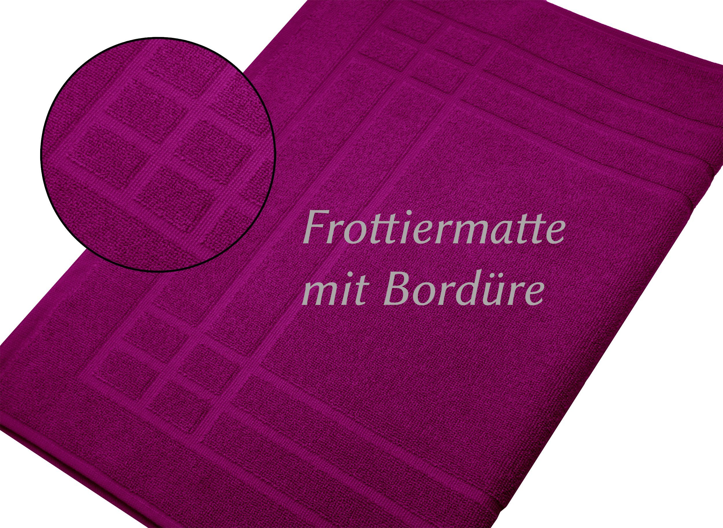 Badematte Pure Lashuma, Höhe 5 mm, schnell trocknend, Baumwolle, rechteckig, Baumwoll Bad Läufer in lila 50x70 cm