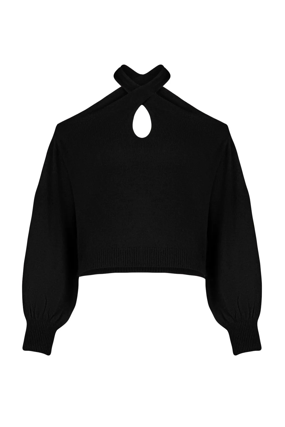 Trendyol Collection  Schwarzer Strickpullover mit weicher Textur und Fenster/Cut-Outs TWOAW24KZ00166