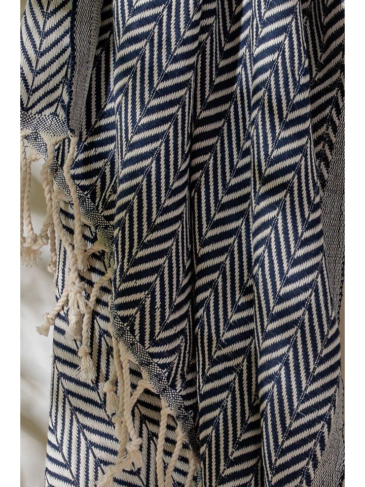 Elizabed Strandtuch in Dunkelblau/ Beige günstig kaufen 100x180 cm