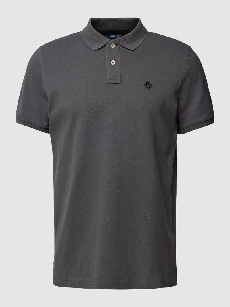 Poloshirt mit Label-Stitching in dunkelgrau