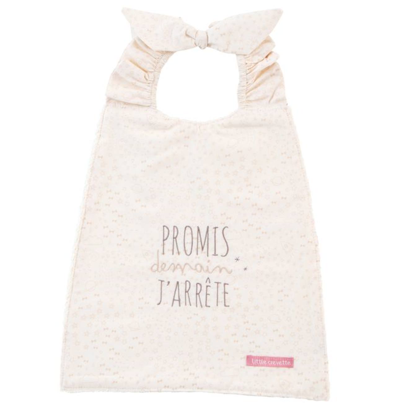Bavoir élastiqué en coton bio* Demain J'arrête beige