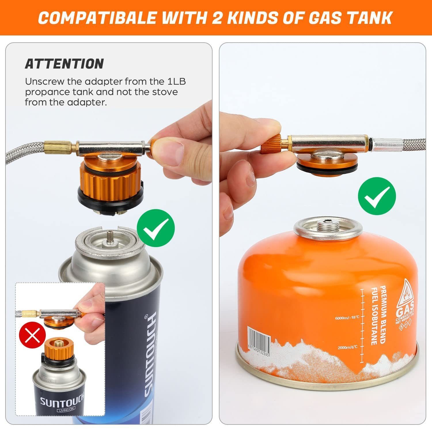 Haiaveng Gaskocher Campingkocher 6800W Gaskocher mit Piezozündung Adapter, Klein Faltbar Camping Gaskocher für Camping Picknick