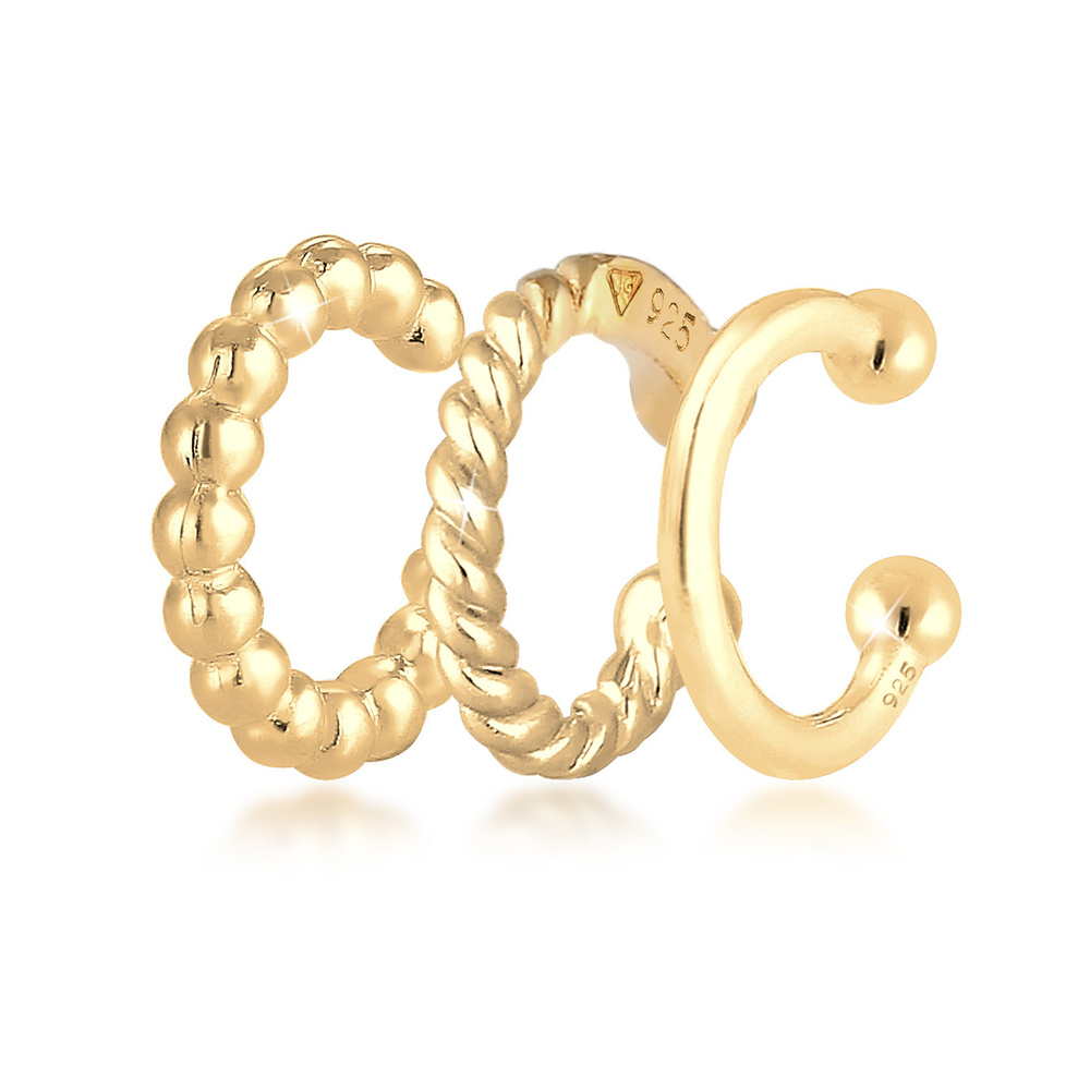 Elli Elli Boucles d'Oreilles Femmes Earcuff Set Géo Minimal Look en Argent Sterling 92 Boucles d'oreilles
