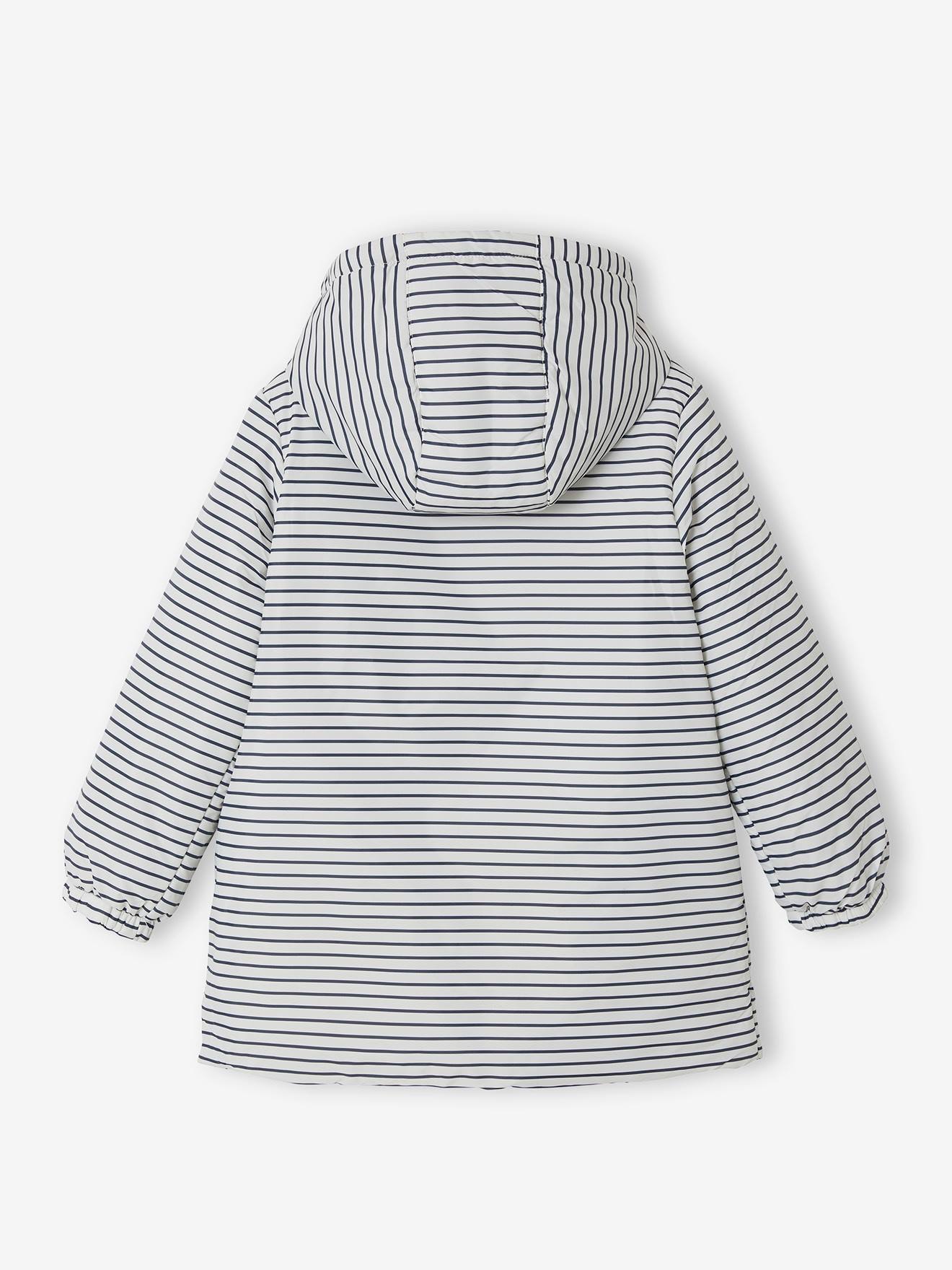 Coupe-vent à capuche réversible fille rayé/doré