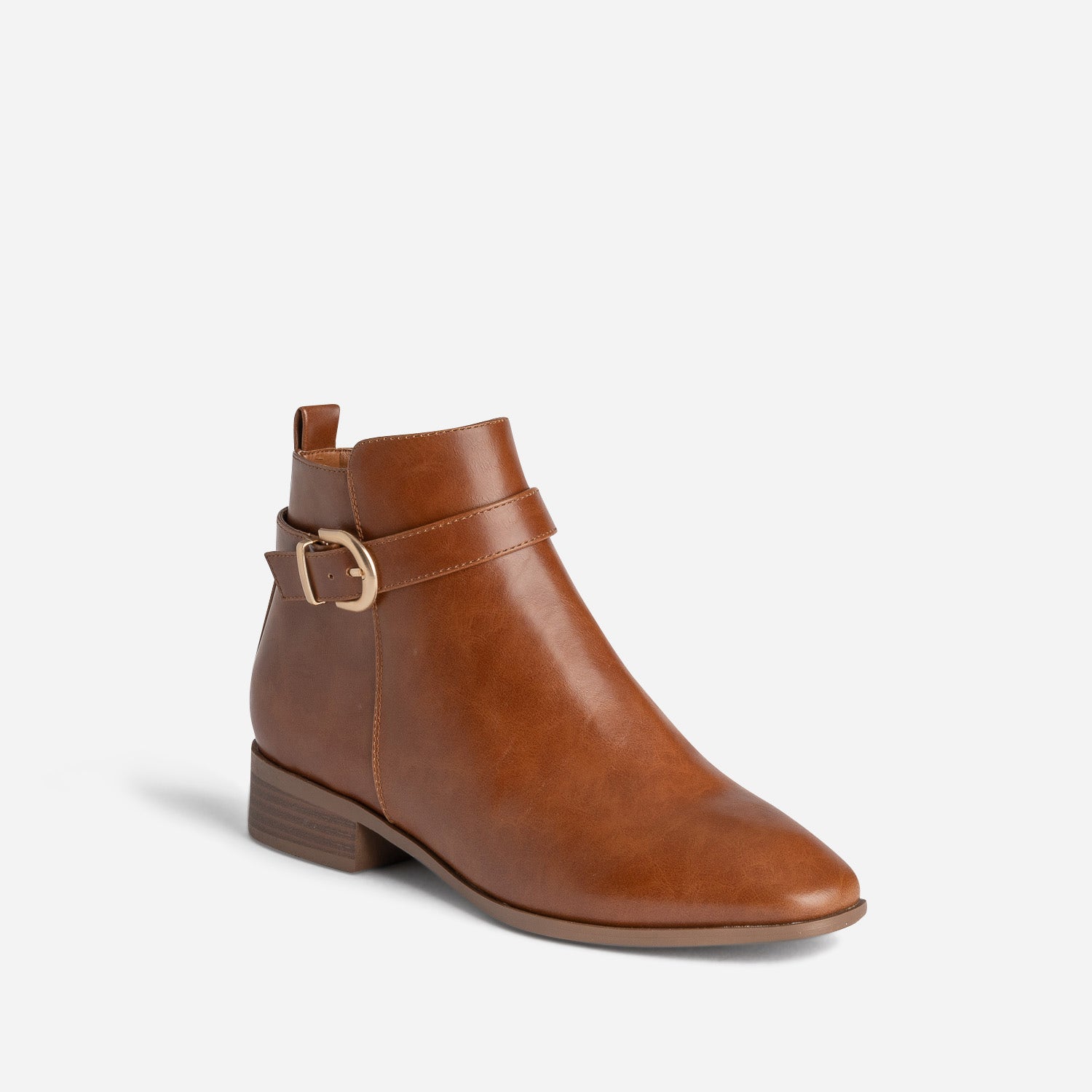 Boots cognac éco-conçu avec bride cheville