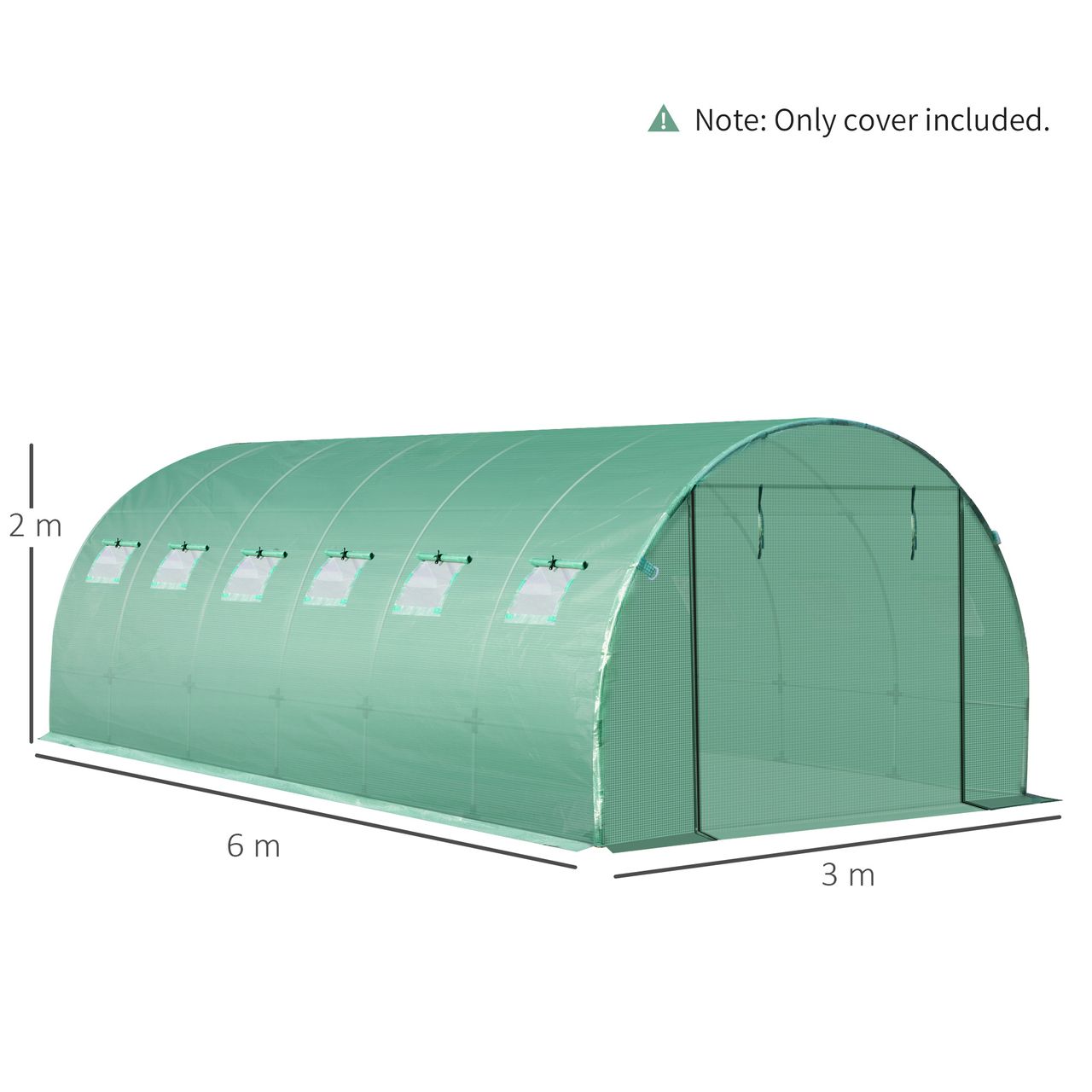 Outsunny Polyethylenfolie 6x3x2m Ersatzfolie mit 12 Fenster für Folientunnel