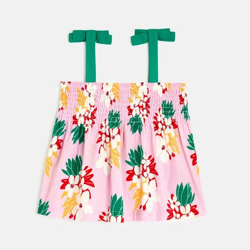 Débardeur fille à motifs fleurs exotiques rose Catimini