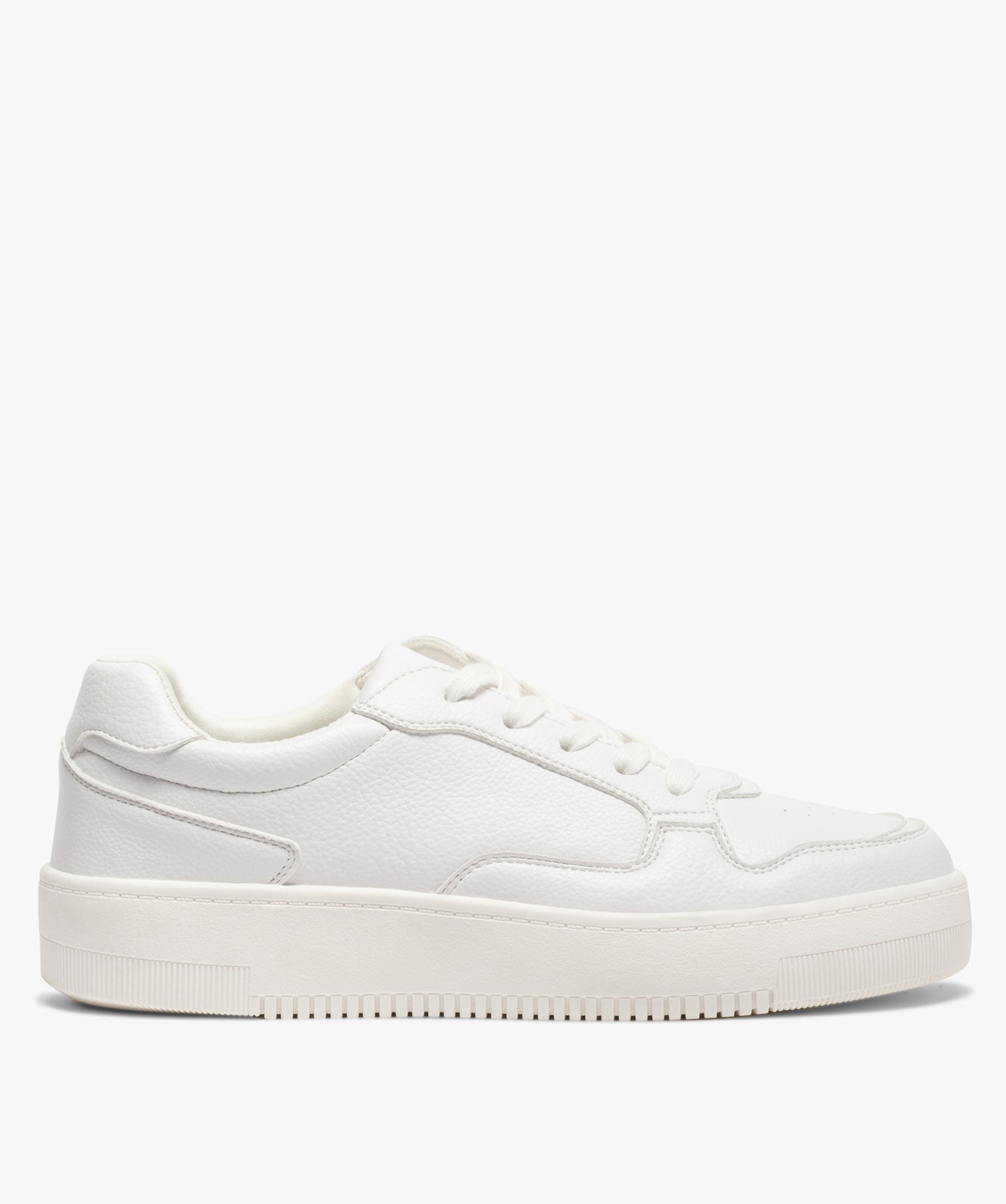 Tennis femme unies à lacets et semelle épaisse blanc | GEMO