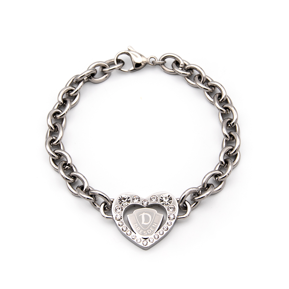 Gliederarmband HERZ mit Kristallen