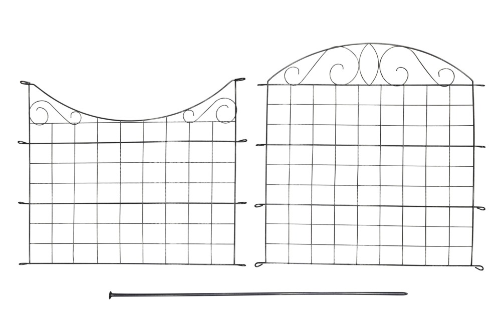 Powertec Garden Metall Gartenzaun mit Pulverbeschichtung C04, Anthrazit, 775*640mm,11-tlgSet,2erSet