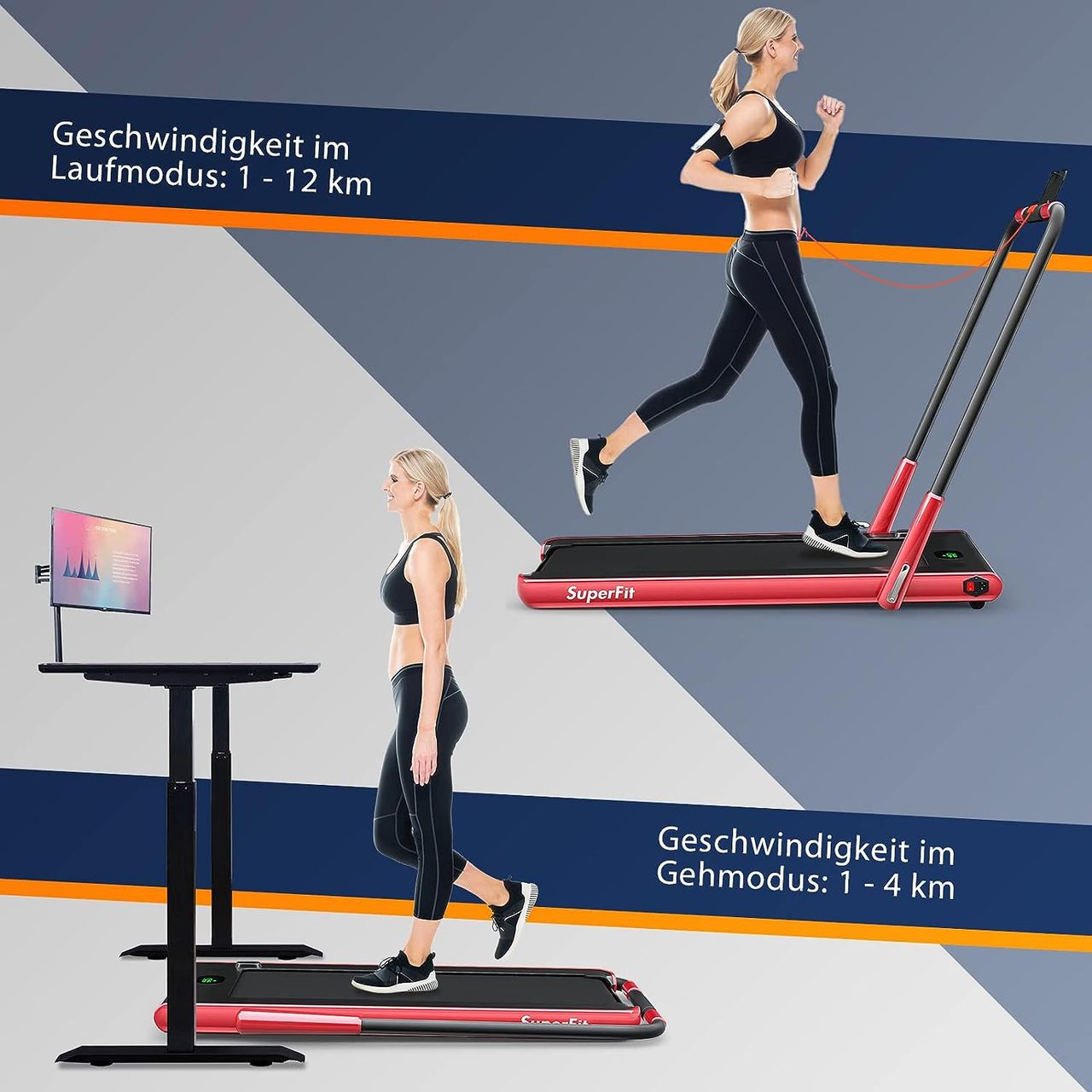 Costway 2 in 1 Laufband klappbar 2,25HP