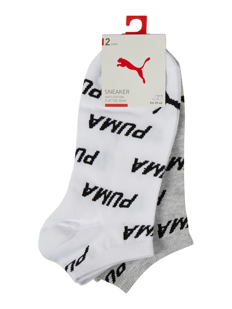 Sneakersocken mit Logo-Muster im 2er-Pack in weiß